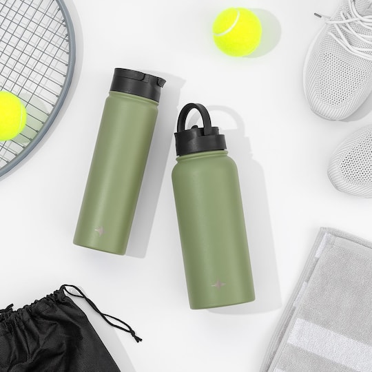 JoyJolt® 32oz. Vacuum Insulated Water Bottle With Flip Lid & Sport Straw Lid